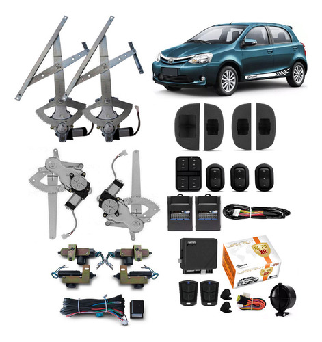 Kit Vidro Eletrico Etios Sedan Hatch Completo Trava Alarme