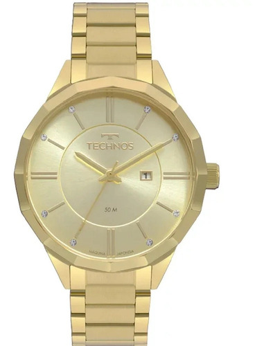 Relógio Technos Feminino Trend Dourado Cristais 2015ccl/4x