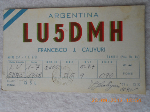 Postal Y Sello Postal Radio Aficionado De Tandil1958