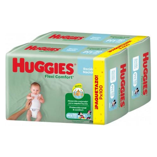 Pañales Huggies Flexi Comfort Talle P 100 Unidades