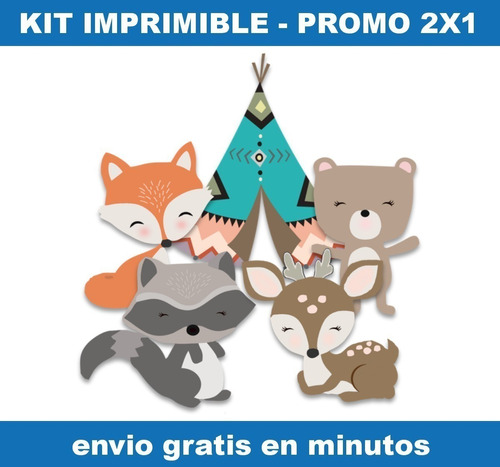 Kit Imprimible Animales Bosque Encantado Promo 2x1