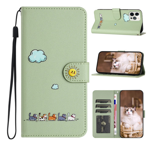 Funda Tipo Cartera Con Tapa De Piel De Dibujos Animados Para