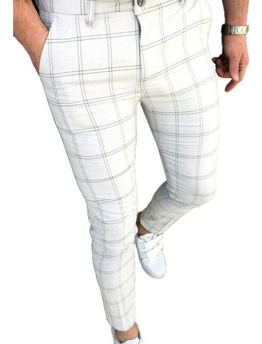 Pantalones Largos De Cuadros Casuales For Hombre Pantalones