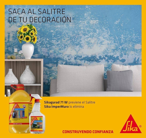 Imagen 2 de 3 de Anti Salitre, Anti Hongos Sikaguard Para Muros- 1 Litro