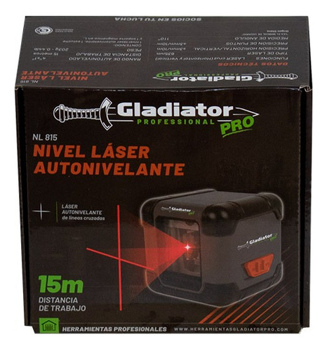 Nivel Láser Rojo 15 M 2 Puntos Gladiator Fijo Nl 815