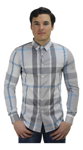 Camisa Cuadrada Platini Chl9162 Corte Slim Fit Manga Larga