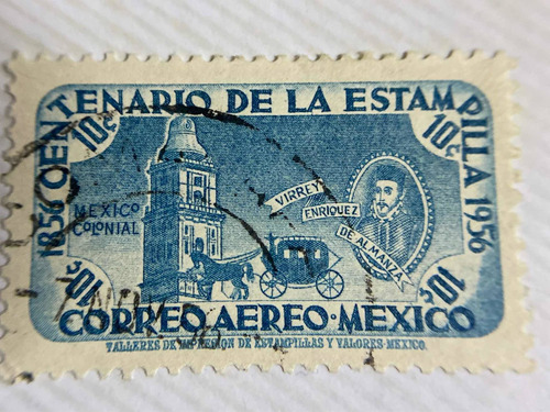 Sello Postal México De 1956 Carros De Caballos 