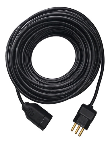 Extensão Elétrica 20a 5m Cabo Pp 3x2,5 Megatron Pinos De 20a Cor Preto 127V/220V