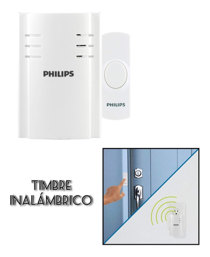 Kit Timbre Inalámbrico Receptor De Enchufe 8 Tonos Philips 