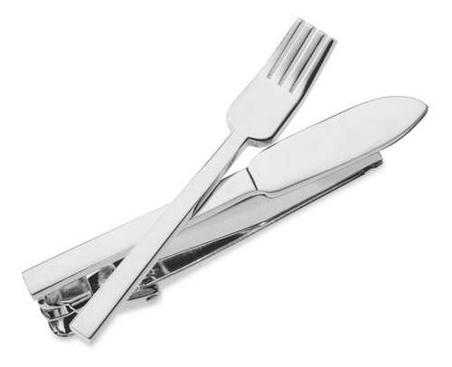 Pisacorbata Tenedor & Cuchillo Plateados Mesero Restaurante