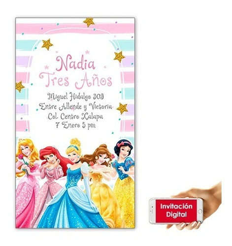 Invitación Digital - Princesas Disney- Personalizada