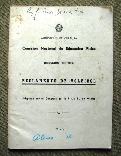 Reglamento Antiguo De Voleibol- Año 1969- Cnef