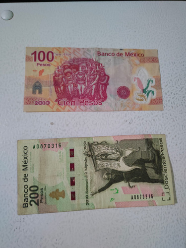 Par Billetes Conmemorativos Centenario Y Bicentenario 2010 (Usado)