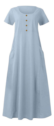 I Vestido De Playa Sin Mangas Con Cuello Redondo Y Color Lis
