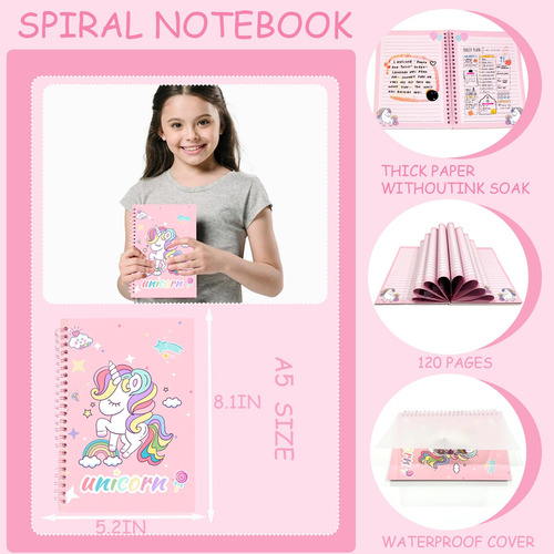 Set De Material Escolar Con Diseño De Unicornio De Tsilrmsaf
