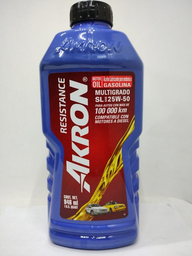 Aceite Para Motor Akron Multigrado Ak 25w-50 / 946 Ml