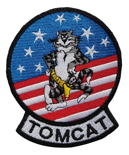 Parche Bordado De Pilotos Tom Cat Gato Con Pistola Air Force