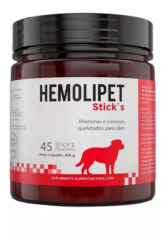 Suplemento Alimentar Hemolipet Para Cães 45un Sticks Avert