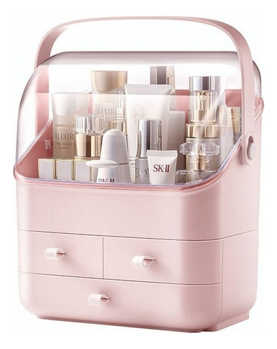 Organizador De Maquillaje, Caja De Almacenamiento Portátil Color Rosado