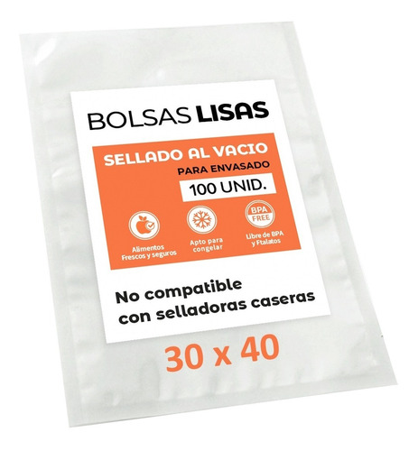 100 Bolsas Sellado Al Vacio Lisas 30x40 Cm De 70 Micras