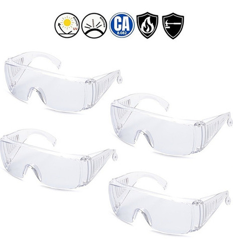 Kit 4 Óculos Epi Segurança Proteção Uv Ca Steelflex Incolor*