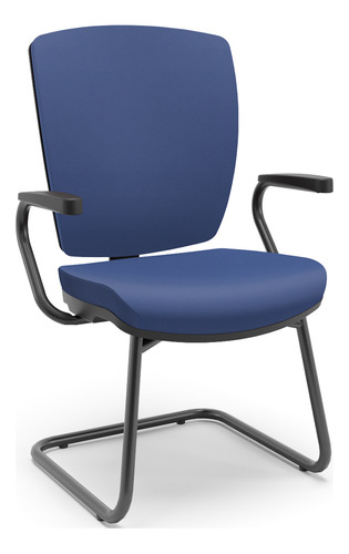 Cadeira Fixa Ergonômica Preto Alta Flexi Vinil Azul