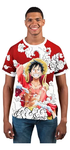 Camiseta Gear 5 Luffy Bordado anime One piece blusa anime camisa 100%  algodao