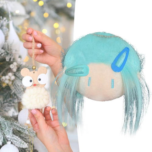 Llavero Con Cabeza De Muñeca De Peluche, Recuerdo De Azul