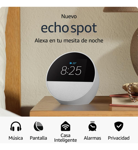 Echo Spot 2024 Smart Speaker Alexa C/reloj Color Blanco