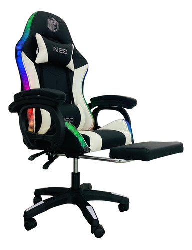 Silla Gaming Con Luz Rgb Control Posa Pies Cojín Lumbar