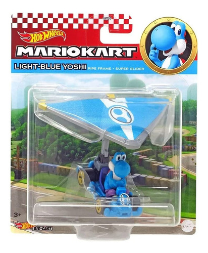 Hot Wheels Mario Kart Light Blue Yoshi Pipe Frame Glider