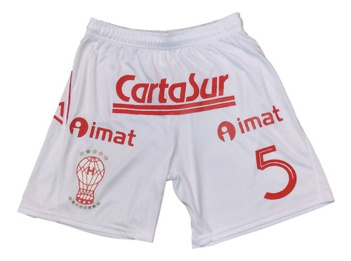 Imagen 5 de 8 de Short De Juego Huracán Peak Sport Blanco Con Publicidad Y Nº
