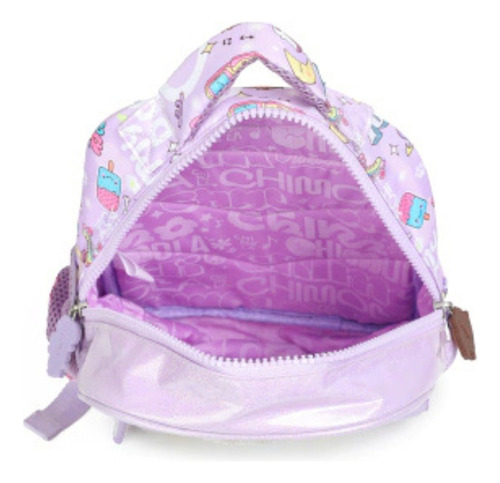 Mochila Chimola Espalda Jardín Infantil 12 + Lunchera Rosa Lila Perrita