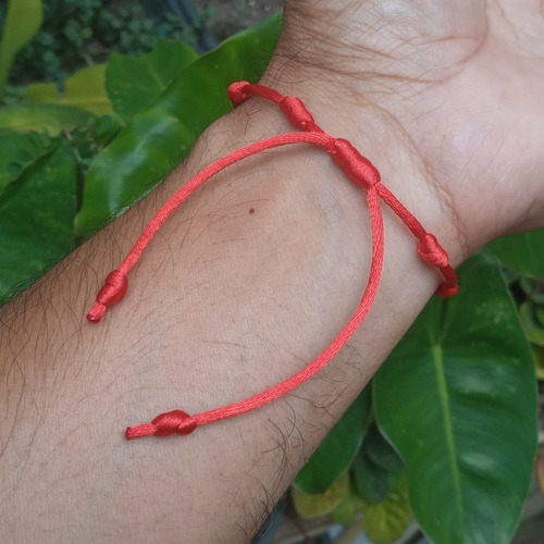 Kit 02 Pulseiras Fita Vermelha Sete Nós Red Proteção Sorte