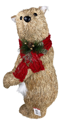 Boneco Decoração Natal Urso Natural Em Pe G 25x29x55cm