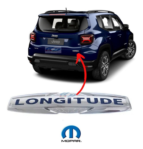 Emblema Longitude Tampa Malas Jeep Renegade Até 2022 Mopar