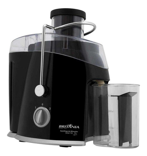 Centrífuga de alimentos elétrica Britânia Juicer 700 preta 110V com acessórios
