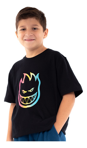 Polera Niño Spitfire Trippy Swirl Big Head Negro