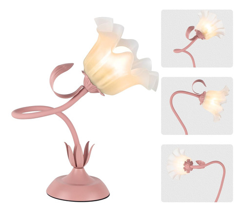 Lámpara De Escritorio De Flores Linda, Lámpara De Mesa De 3