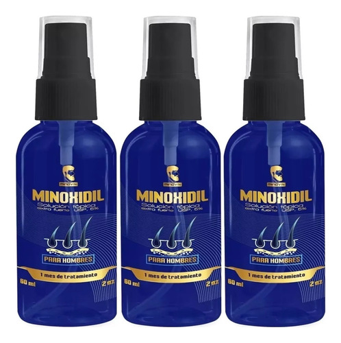 Tripack 3 Minoxidil 5% Spray 180ml Minov136 Igual Kirkland