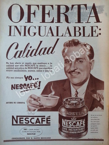 Cartel Vintage Arturo De Cordoba Y Cafe Nescafe 1958 /cf59 /