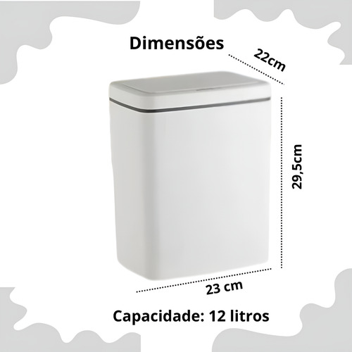 Lixeira Inteligente Sensor Automático Recarregável Tampa 12l