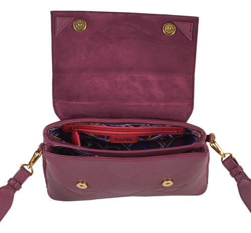 Bolsa Satchel Cloe Para Mujer Cadena Solapa En Suede Color Bordó