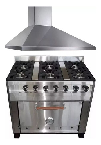 Cocina Industrial Eg 6 Hornallas 93cm + Campana Conica .