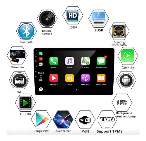 Multimidia 9 1din 2gb 32gb Android 12 Carplay Android Auto