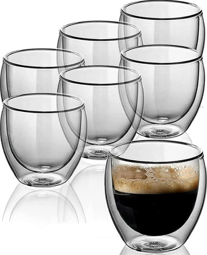 Copo Xícara De Café Parede Dupla Kit Com 6 Unidades 100 Ml