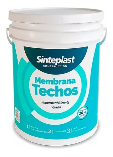 Pintura Membrana Techos Sinteplast Construcción 20 Kg Blanco