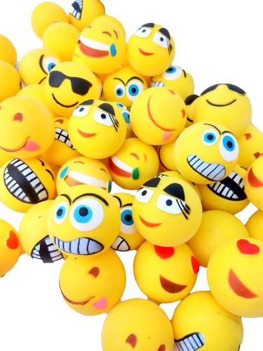 40 Bolinha Pula Pula 45mm Emoji Emoticon Whatsapp Brinde 