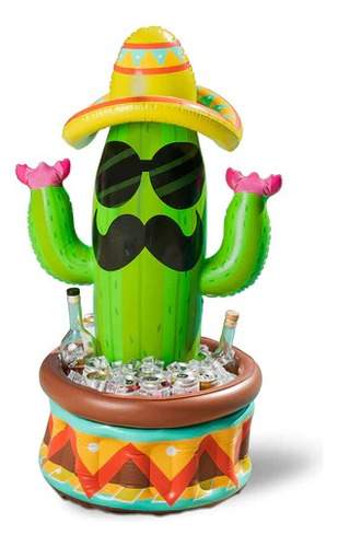 Hielera Inflable Cactus Cool Bebidas Piscina Alberca Fiestas Color Verde