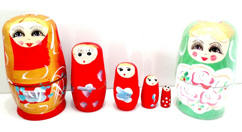Matrioshkas Mamushkas X 5 De Madera Pintadas Medianas